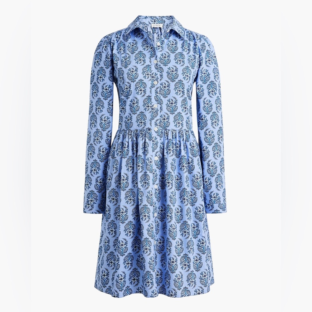 J. Crew Factory Blue Floral Long Sleeve Dress - Perfect condition!